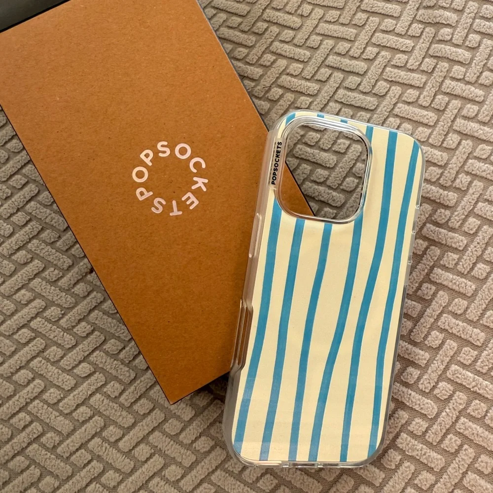 Blue and Cream Striped Phone Case